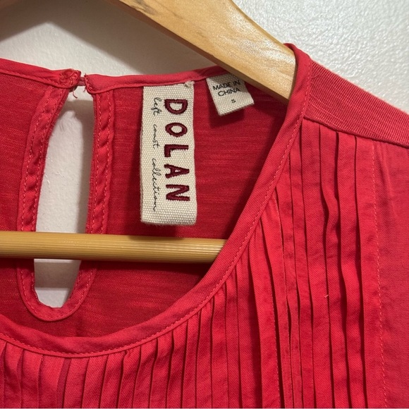 Anthropologie Dolan Pilar Pleated Top Blouse Women's Small Coral Preppy Classic - Picture 4 of 9